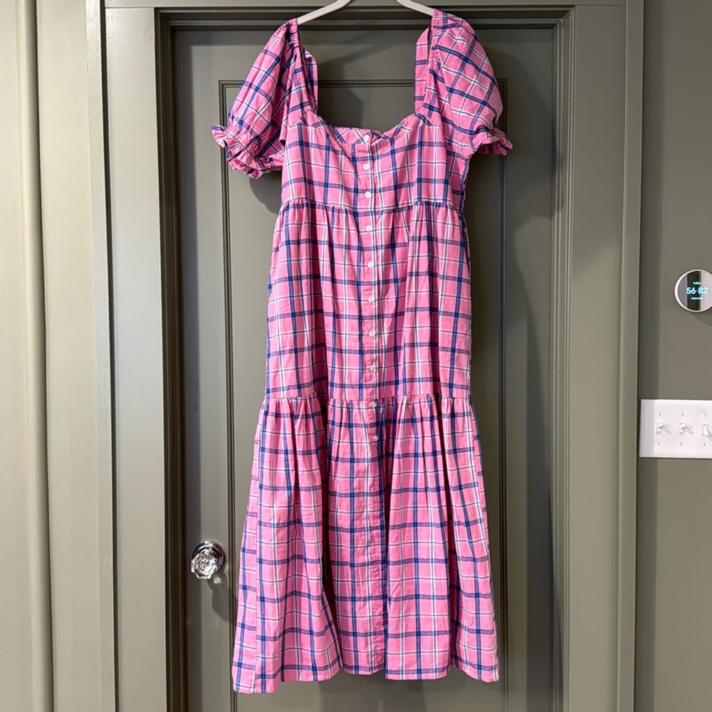 Little Tienda Oversized Dress Pink Blue Plaid